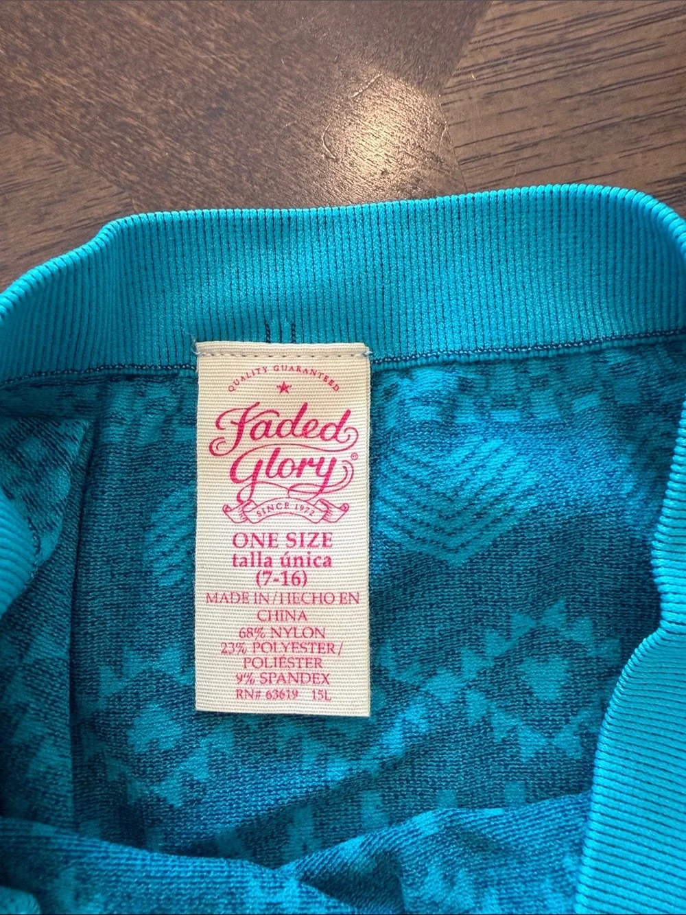 Faded Glory Turquoise and Navy Aztec Print Kids Leggings